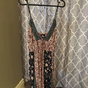 NWT Angie Burgundy and Black Patterned Dress